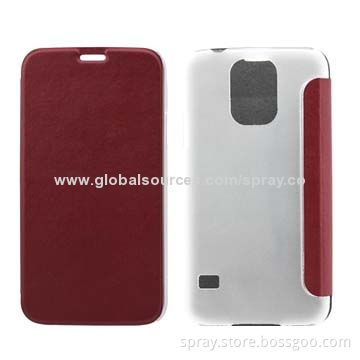 PU Leather Mobile Cases for Samsung Galaxy S5, Synthetic Leather Folio Book Open